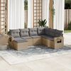 vidaXL Set Divani da Giardino 7 pz con Cuscini Beige in Polyrattan