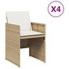 vidaXL Sedie da Giardino con Cuscini 4 pz Beige in Polyrattan