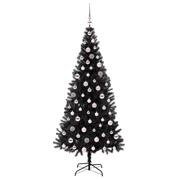 vidaXL Albero di Natale con 300 LED con supporto Nero 210 cm PVC
