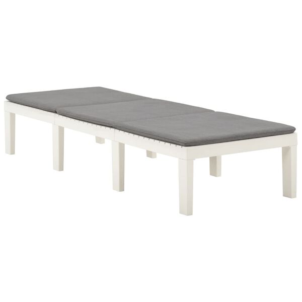 vidaXL Lettino Prendisole con Cuscino Plastica Bianco