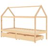 vidaXL Giroletto per Bambini con Cassetti in Pino Massello 90x200 cm