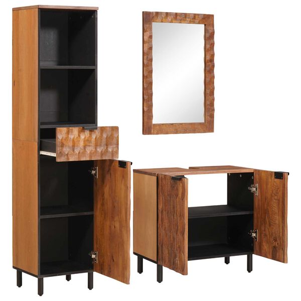 vidaXL Set da Bagno Acacia Marrone Winish Legno di mango massello