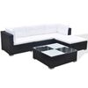 vidaXL Set Divani da Giardino 5 pz con Cuscini in Polyrattan Nero