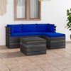 vidaXL Set Divani da Giardino su Pallet 5 pz con Cuscini Massello Pino