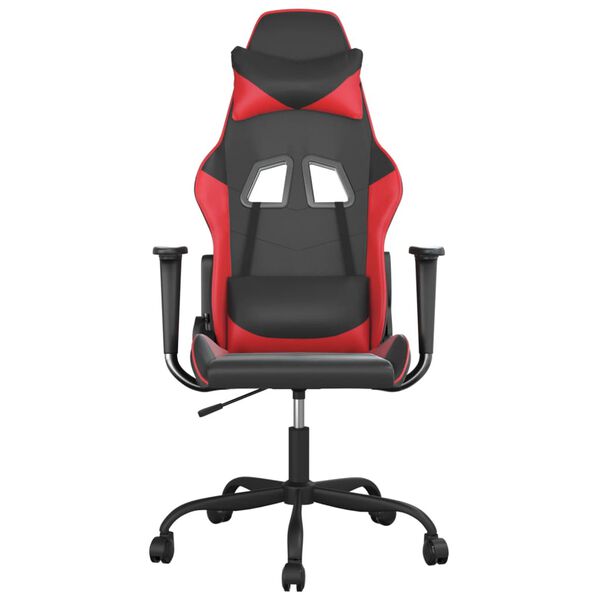 vidaXL Sedia da Gaming Massaggiante Rosso e Nero in Similpelle
