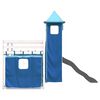 vidaXL Letto a Castello con Scivolo e Tende Blu 90x190 cm