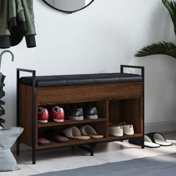 vidaXL Panca Porta Scarpe Rovere Marrone 85,5x32x57,5 cm