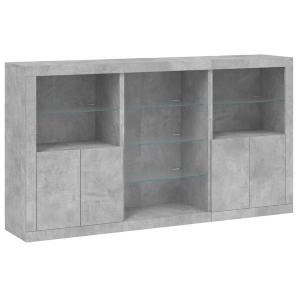 vidaXL Credenza con Luci LED Grigio Cemento 181,5x37x100 cm