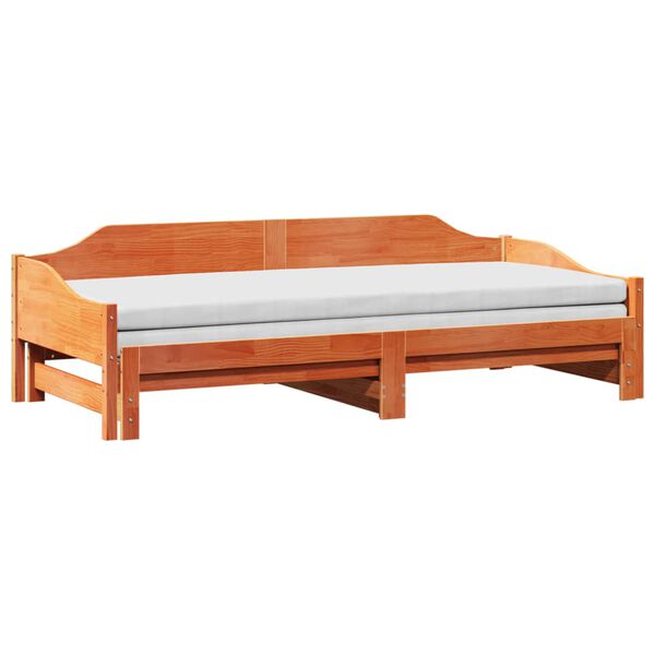 vidaXL Divano Letto con Rotelle senza Materasso Marrone Cera 90x190 cm