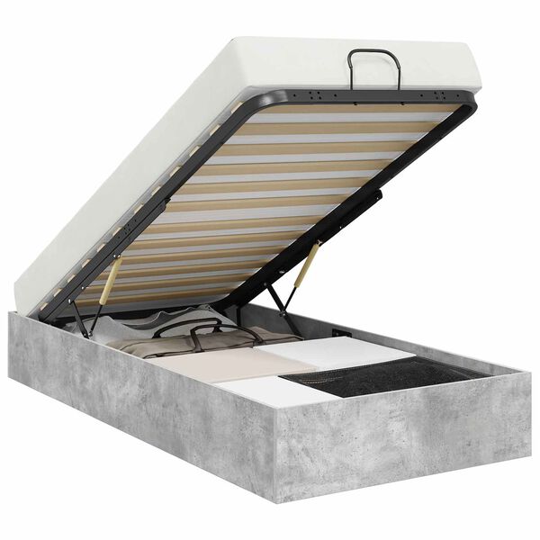 vidaXL Letto ottomano Grigio cemento 100 x 200 cm Legno multistrato