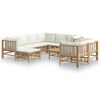 vidaXL Set Salotto da Giardino 10pz con Cuscini Bianco Crema in Bamb&ugrave;