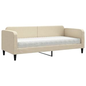 vidaXL Divano Letto con Materasso Crema 80x200 cm in Tessuto