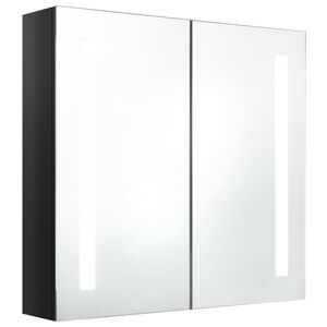 vidaXL Armadietto Bagno con Specchio e LED Nero Lucido 62x14x60 cm