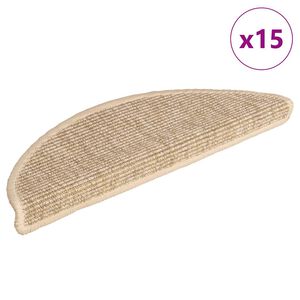 vidaXL Tappetini per scale 15 pz 56x17x3 cm Beige chiaro Semicircolari