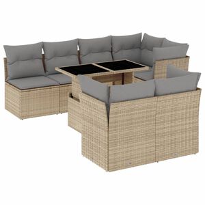 vidaXL Set Divano da Giardino 8 pz con Cuscini Beige in Polyrattan
