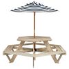 vidaXL Tavolo Picnic per 6 Bambini con Ombrellone Esagono Legno Abete