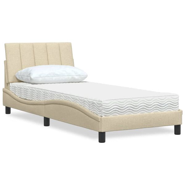 vidaXL Letto con Materasso Hanko Crema 90x190 cm in Tessuto