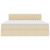 vidaXL Letto con contenitore e materasso Crema 160 x 200 cm