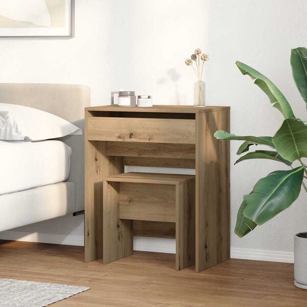 vidaXL Tavolo da Trucco rovere artigianale 60 x 40 x 75 cm