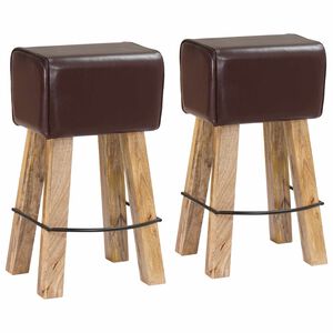 vidaXL Sgabello da bar 2 pz Marrone Scuro 44 x 33 x 74 cm Pelle Vera