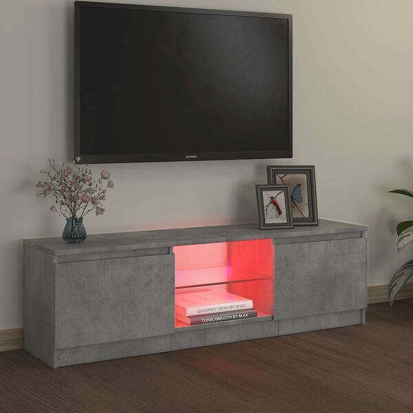 vidaXL Mobile Porta TV con Luci LED Grigio Cemento 120x30x36 cm