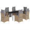 vidaXL Set Pranzo da Giardino 7 pz con Cuscini Beige Misto Polyrattan