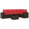 vidaXL Set Divani da Giardino 6 pz con Cuscini Marrone in Polyrattan