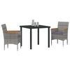 vidaXL Set da Pranzo per Giardino con cuscino 3 pcs Grigio polyrattan