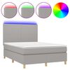 vidaXL Letto a Molle Materasso e LED Grigio Chiaro 140x190 cm Tessuto
