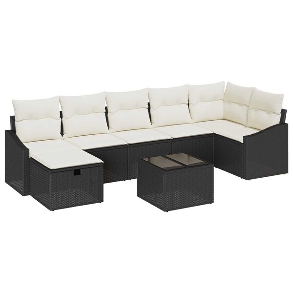 vidaXL Set Divano da Giardino 8 pcs Nero 55 x 62 x 69 cm Poly Rattan