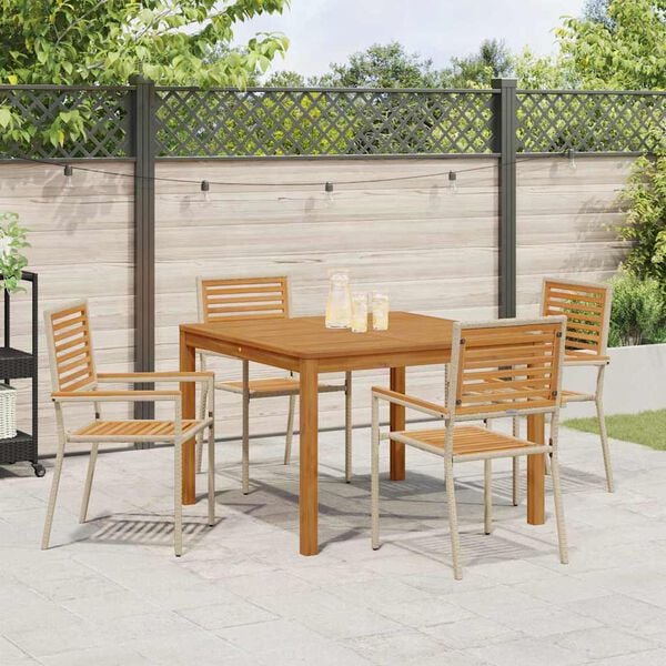 vidaXL Set da Pranzo per Giardino 5 pcs Beige Poly Rattan