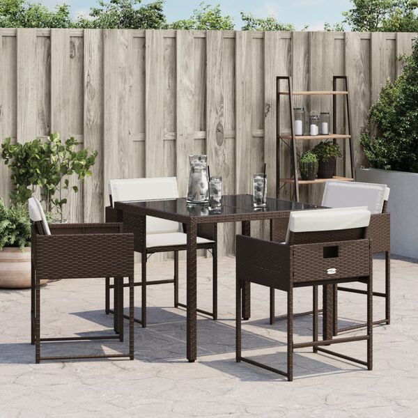 vidaXL Sedie da Giardino con Cuscini 4 pz Marroni in Polyrattan