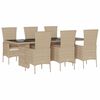 vidaXL Set da Pranzo da Giardino 7 pz con Cuscini Beige in Polyrattan