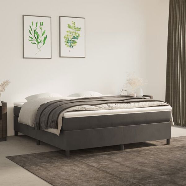 vidaXL Struttura Letto a Rete a Molle Grigio Scuro 180x200 cm Velluto