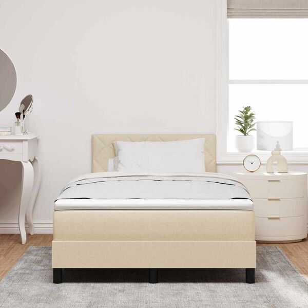 vidaXL Letto a molle con materasso Crema 120 x 190 cm Tessuto