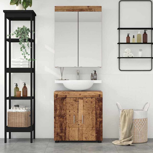 vidaXL Set di mobili per il bagno con lo scaffale TULUM Legno vecchio