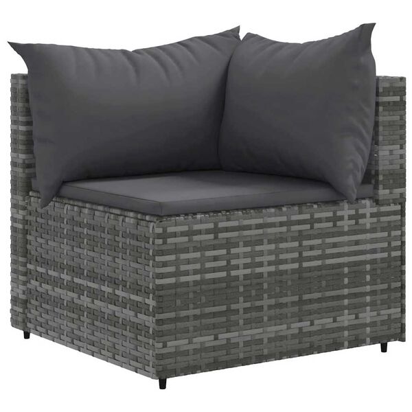 vidaXL Set Divani da Giardino 7 pz con Cuscini in Polyrattan Grigio