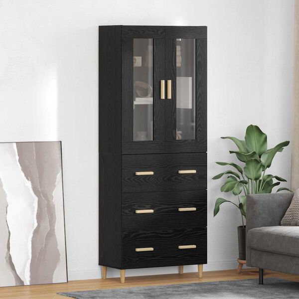 vidaXL Credenza con cassetto Rovere Nero 69,5 x 34 x 180 cm