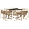 vidaXL Set da Pranzo da Giardino 9 pz con Cuscini Beige in Polyrattan