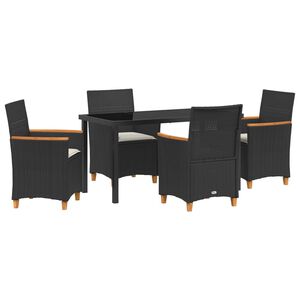 vidaXL Set da Pranzo per Giardino 5 pcs Nero polyrattan
