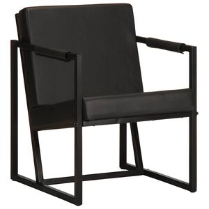 vidaXL Poltrona Nera in Vera Pelle
