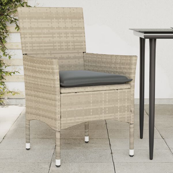 vidaXL Sedie da Giardino con Cuscini 2 pz Grigio Chiaro in Polyrattan