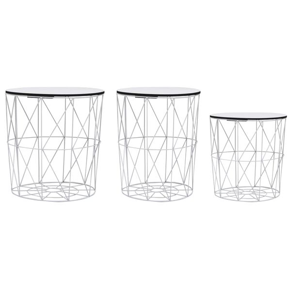 vidaXL Tavolini da Salotto 3 pz Bianchi