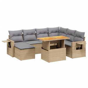 vidaXL Set Divano da Giardino 8 pz con Cuscini Beige in Polyrattan