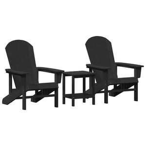 vidaXL Sedia da Giardino 3 pcs Nero Polietilene