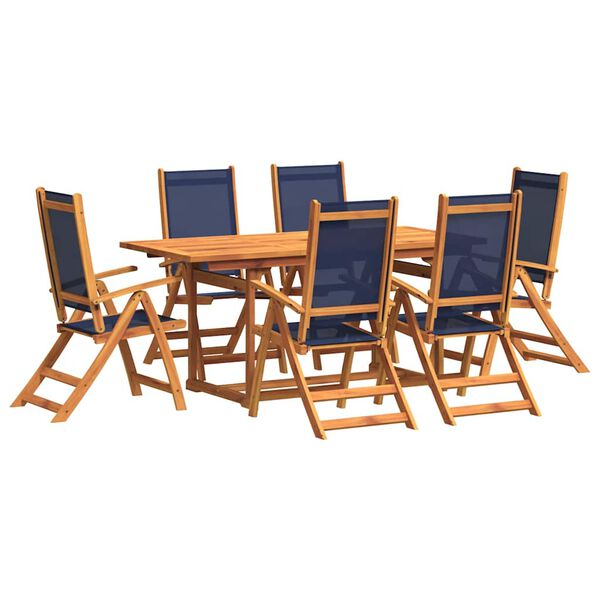 vidaXL Set Pranzo da Giardino 7pz Legno Massello di Acacia e Textilene
