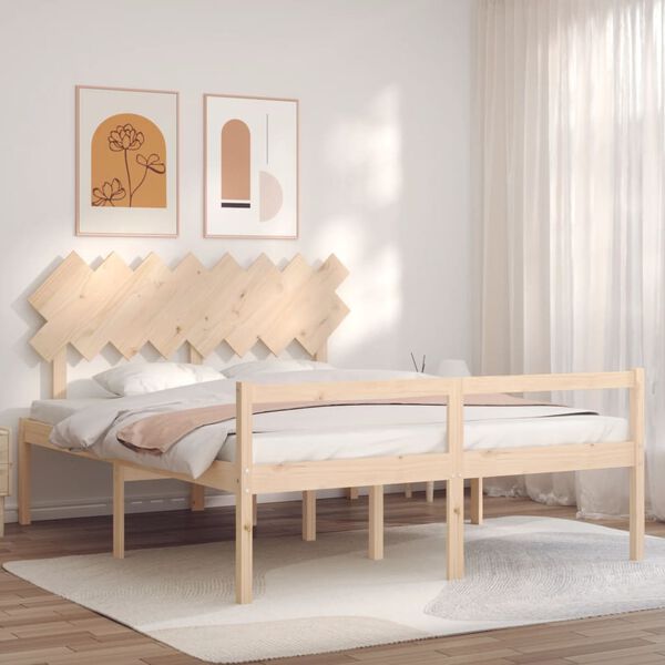 vidaXL Letto per Anziani con Testiera 160x200 cm in Legno Massello