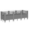 vidaXL Fioriera Giardino Picchetti Grigio Chiaro 123,5x43,5x43,5 cm PP