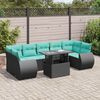 vidaXL Set Divani da Giardino con Cuscini 8 pz Nero Polyrattan Acacia