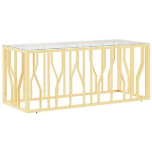 vidaXL Tavolino da Salotto 110x45x45 cm in Acciaio Inox e Vetro